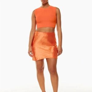 Aritzia Babaton Slip Satin Mini Skirt - Citrine Orange, 4